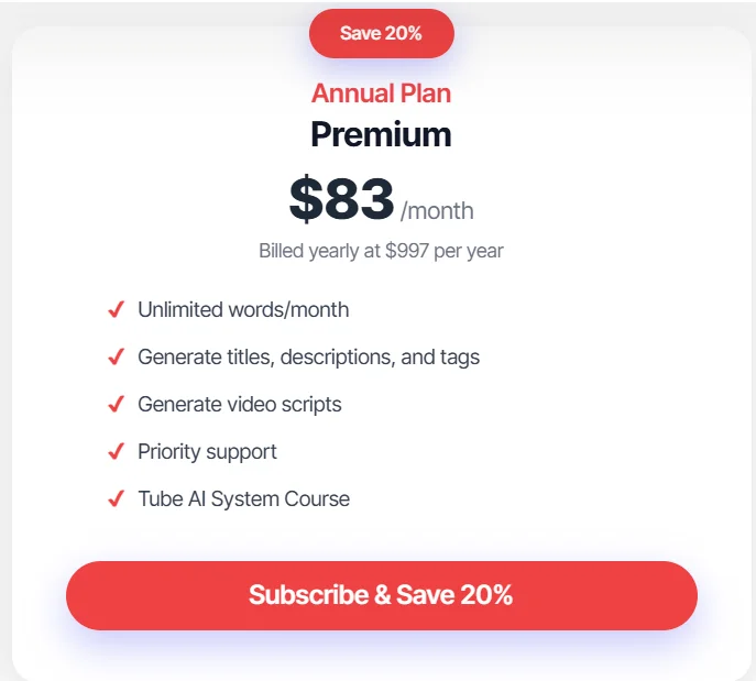 Buy Tubemagic premium annual plan